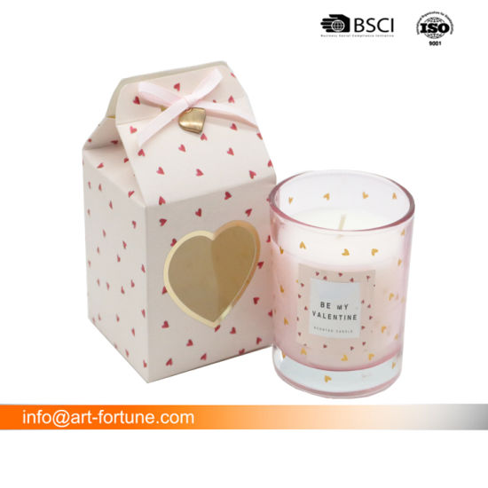 Valentines′ Day Aroma Scented Candles in Gold Foiled Glass Jar with Decorative Gift Box