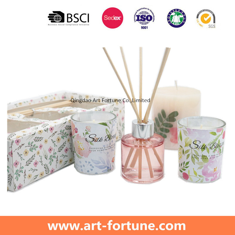 Home Fragrance Gift Set with 50ml Aroma Reed Diffuser And2.1oz *2pk Candles