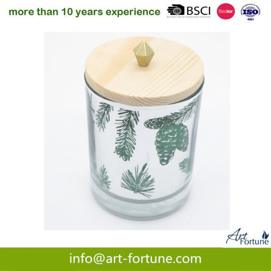 160g Luxury Scent Glass Candle with Wooden Lid for Christmas Festival