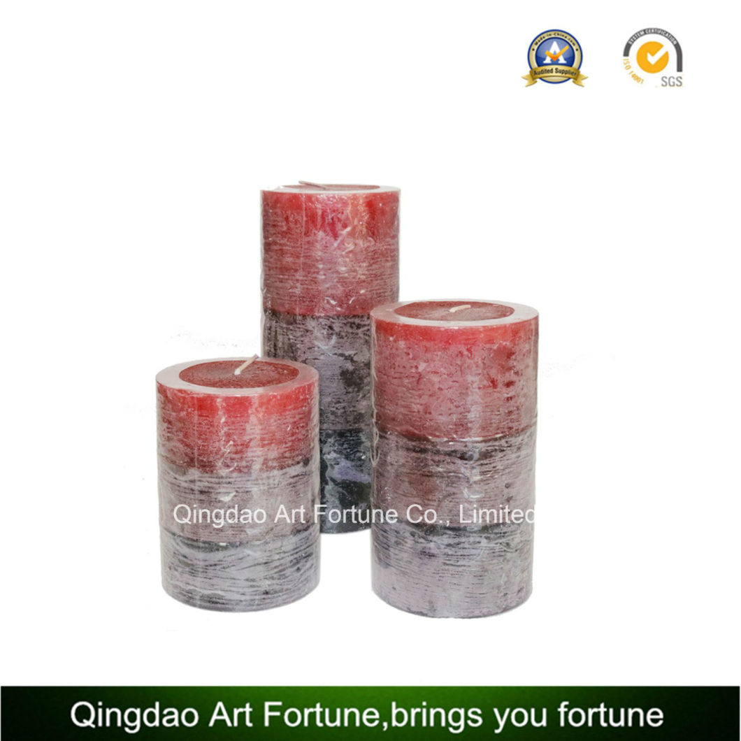 Large Glass Pillar Candle with Frosted and Spray Color for Decor