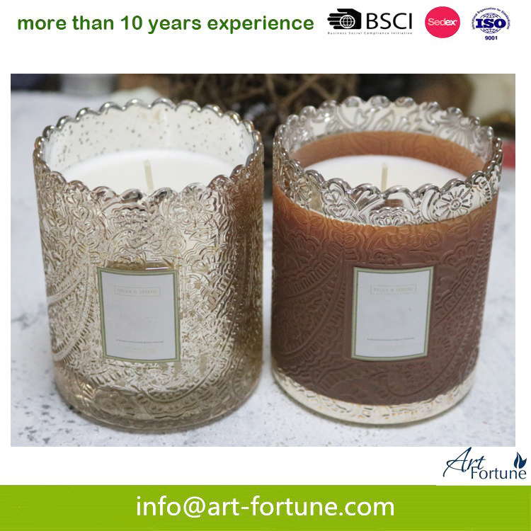 Hot Seal Glass Jar Candle with Electroplate and Mercury for for Christmas