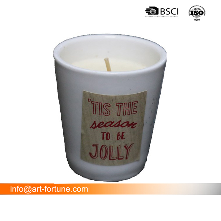 Shaped Ceramic Candle with Color Printing for Home Decor