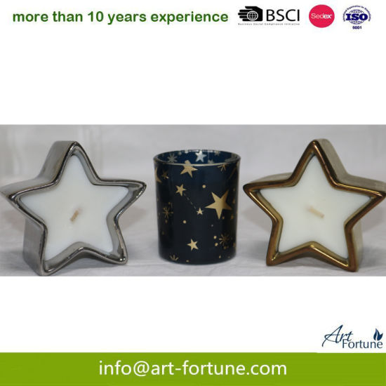 Set of 2 Star Shape Ceramic Candle Set