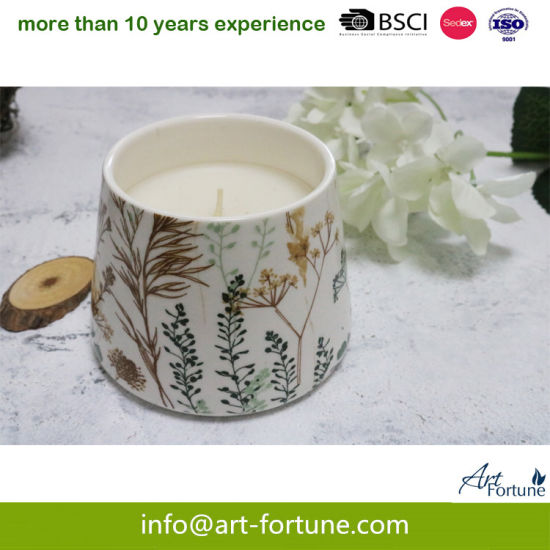 Decal Full Wrapped Ceramic Scented Candle for Home Decoration