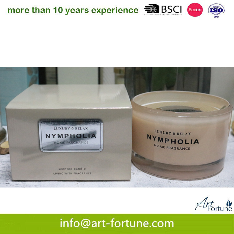 High Quality 3 Wick Glass Candle in Gift Box for Home Decor