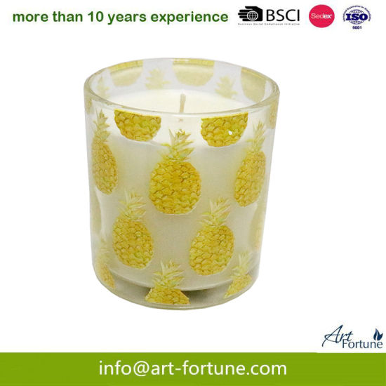 200g Scented Glass Candle with Fruity Decal Paper for Festival
