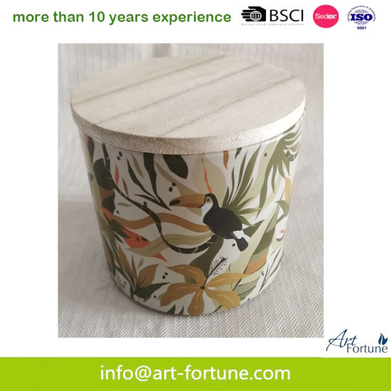 Big Printed Glass Candle Container for Candle and Flora Decor