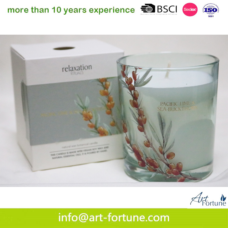 7oz Scented Glass Candle with Rolling Flower for Home Decor