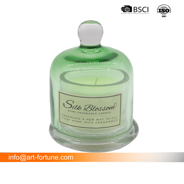 Scented Candle in Glass Cloche Jar with Decal Paper