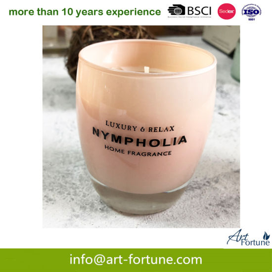 Home Decoration Scented Glass Candle with Inner Sprayed and Spot Decal