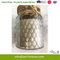 Home Decoration Scented Embossed Glass Candle with Wooden Lid and Leather Line