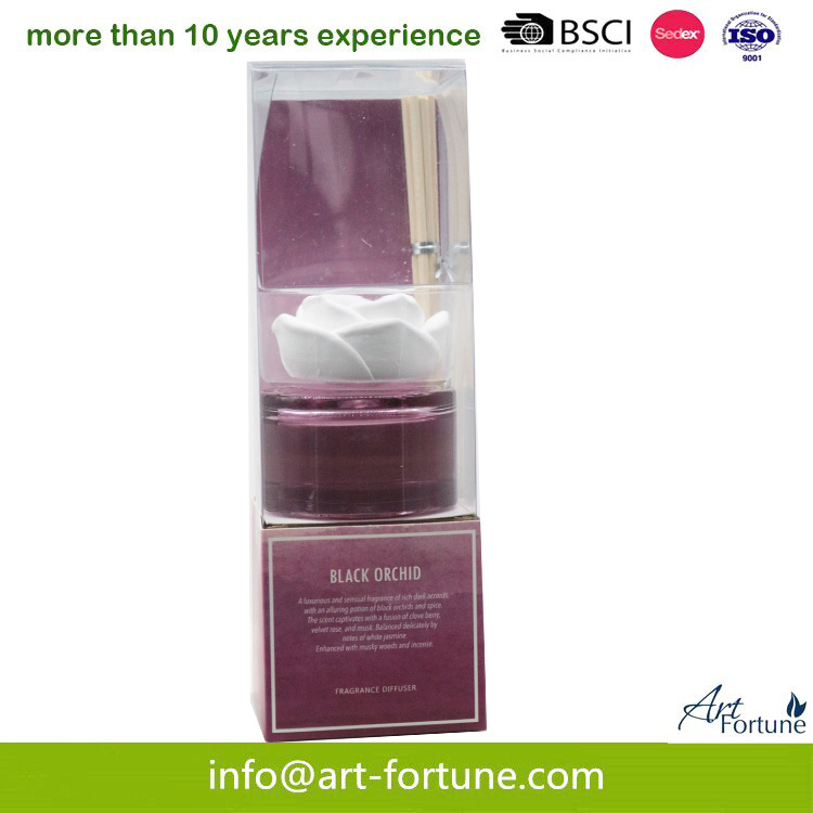 Luxury Essential Oil Reed Diffuser with Flower Shape Plaster Decoration for Home Fragrance
