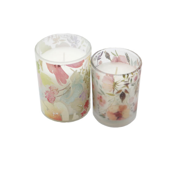 7*8cm Scent Glass Candle with Gold Decal Paper for Christmas Festival