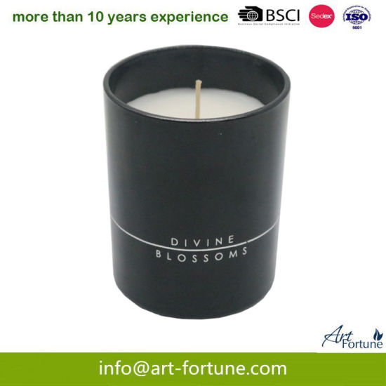 New Design Glass Scented Candle with Black Solid Spray for Home Decor