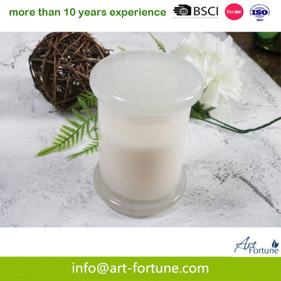 Scented Glass Candle with Milk Color Inner Sprayed and Lid