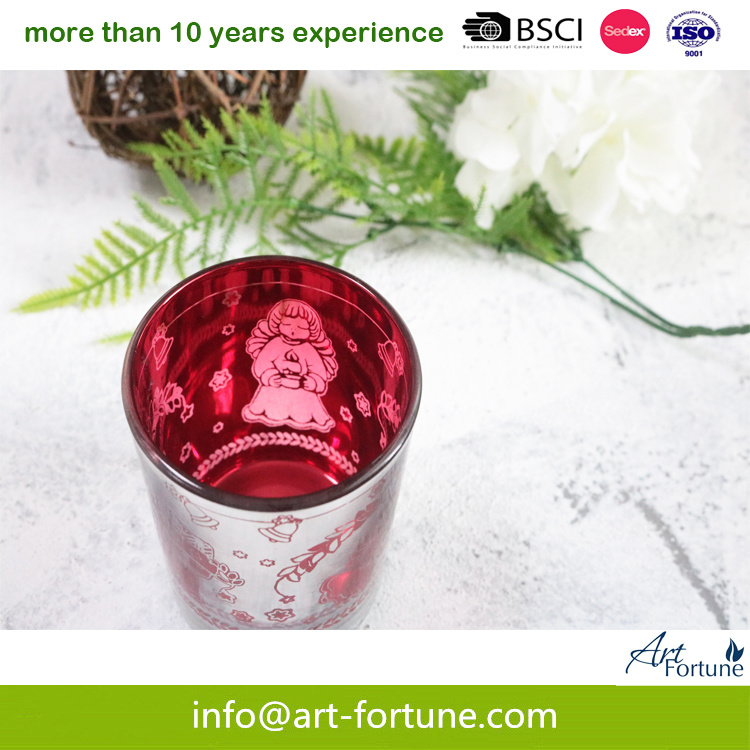 Scented Glass Candle with Inner Electroplated and Red Color Sprayed