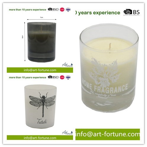 120g Glass Scented Candle with Paper Decal and White Solid Spray for Party