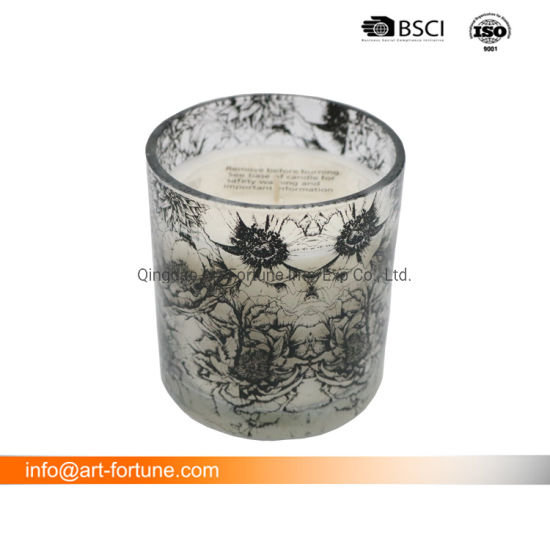 Scented Paraffin Wax in Glass Jar with Silkscreen for Festival and Home Decor