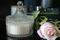 Scented Candle in Spray Glass Cloche Jar with Color label