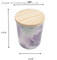 Scented Soy Wax Candle in Clear Glass Cup with Watercolour Decal Paper and Wooden Lid