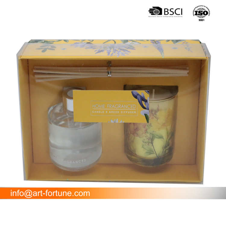 Glass Diffuser and Scented Glass Candle Gift Set for The Promotion Gift