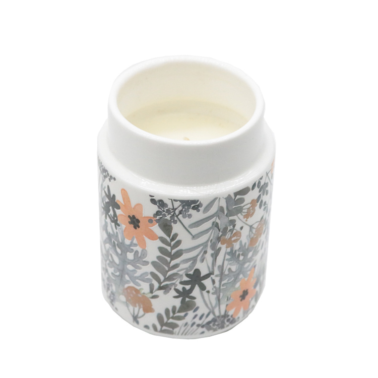 Scented Candle in Large Ceramic with Decal Paper for Home Decor