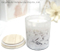 Gradient and Powder Paint Glass Scented Candle with Flower Paint Wooden Lid for Home Decor