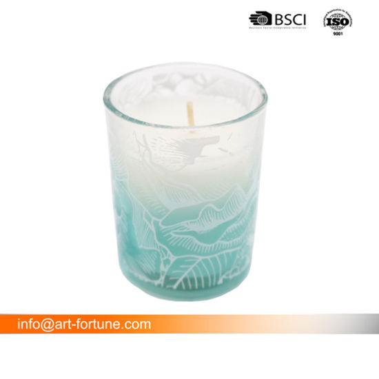 Gradient and Frosted Spray Scented Glass Candle with Silkscreen Finish for Decor