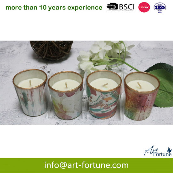 4pk Scented Glass Candle with Full Wrap Decal in PVC Box