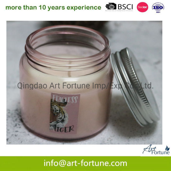 Shaped Scent Glass Jar Candle with Metal Lid for Home Decor