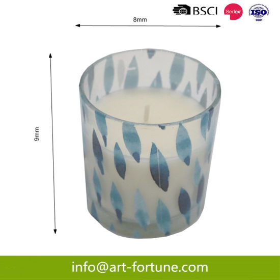 Scented Glass Candle with Paper Decal for Home Decor