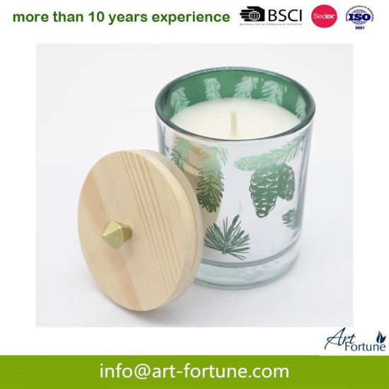160g Luxury Scent Glass Candle with Wooden Lid for Christmas Festival