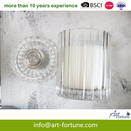 Scented Cut Glass Candle with Glass and Metal Lid for Home Decoration