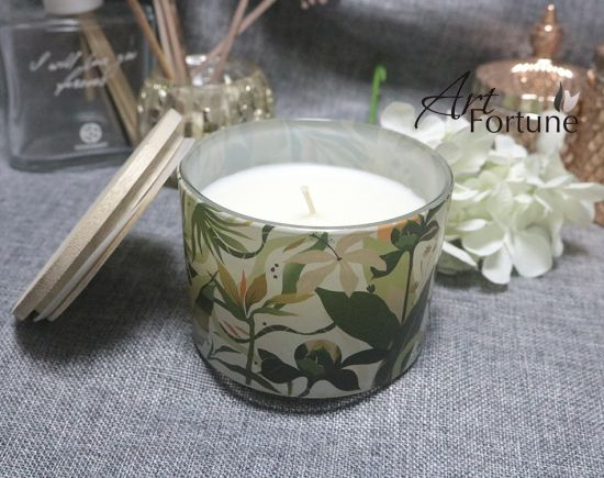 Glass Scented Candle with Wooden Lid