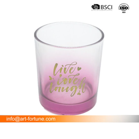 Sprayed Candle Glass Holder with Decal Paper for Festival
