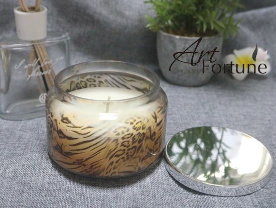 320g Paraffin Wax Scented Candle with Leopard Color Coating