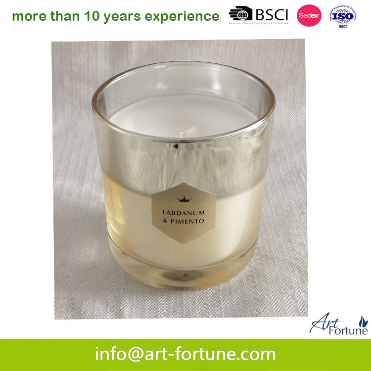 Metallic Sprayed Glass Candle with Frosted Finish for Home Decora