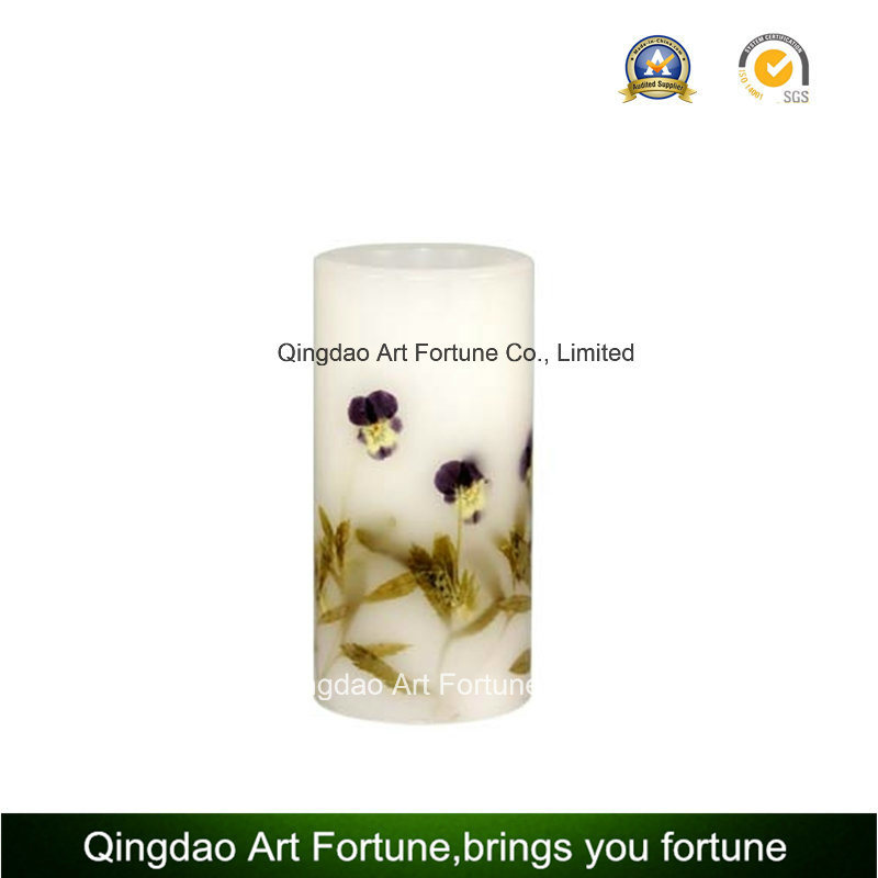 Flameless LED Wax Candle with Decal Flower