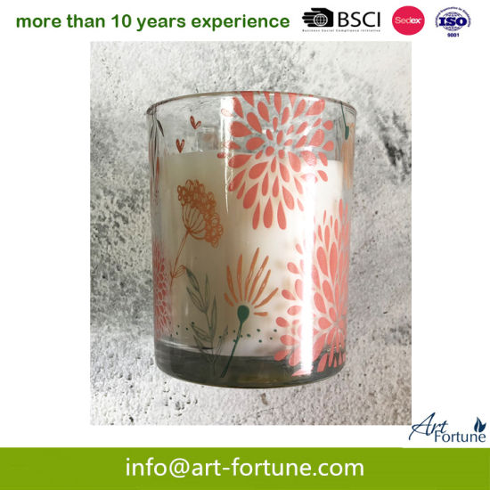 Scented Glass Candle with Full Wrap Decal for Home Decoration