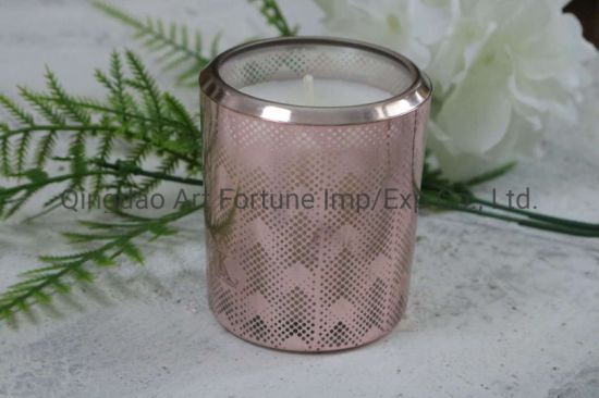 Scent Glass Candle with Electroplate and Color Coating for Home Decor