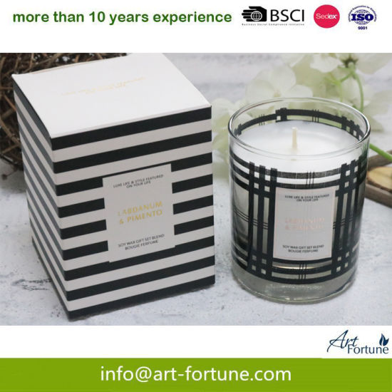 High Quality Glass Candle with Decal Paper in Gift Box