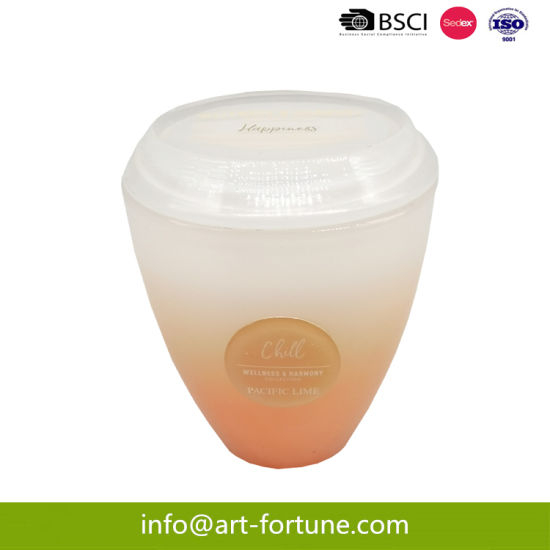 Ombre Glass with Sticker Handpoured Scented Candle with White Lid for Home Decor