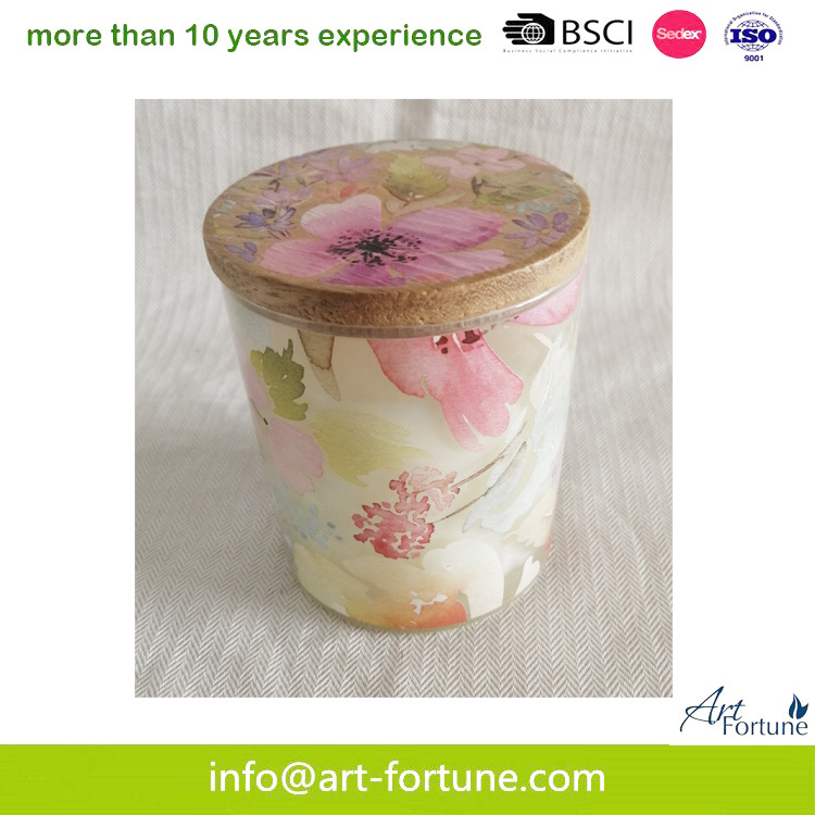 Scent Candle with Flower Silkscreen Effects for Home Decro