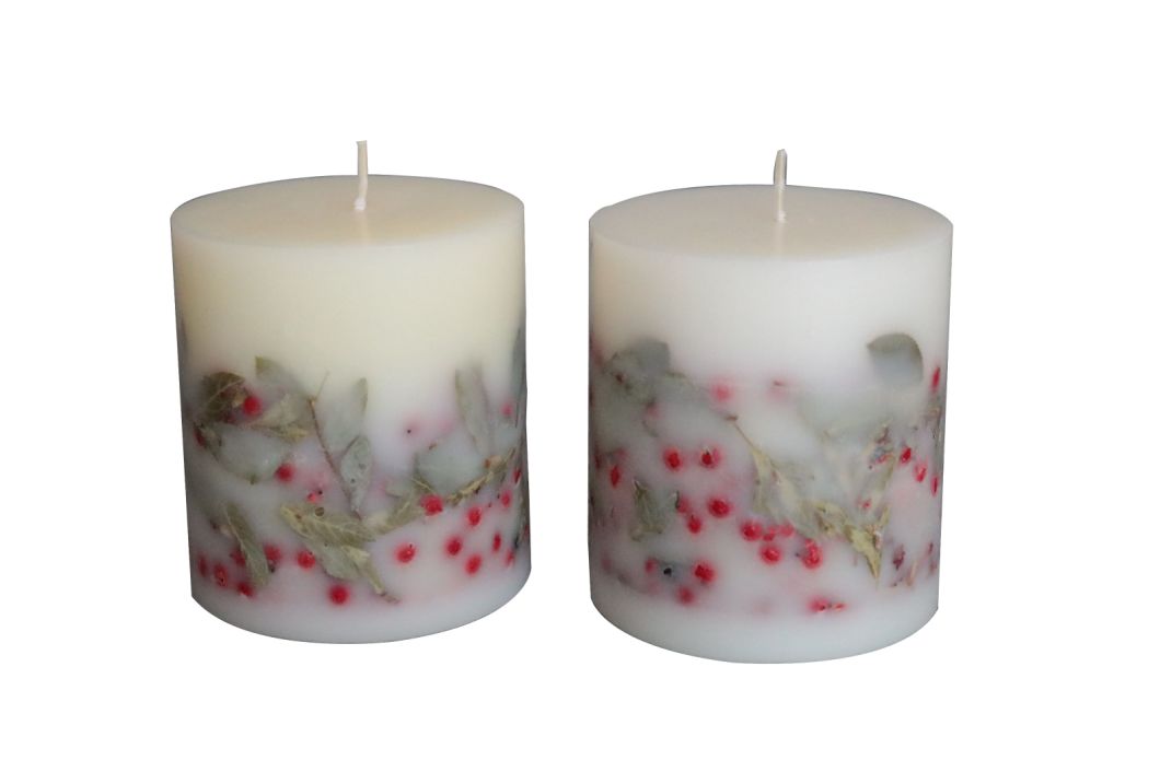Handmade Pillar Candles with Dried Flowers and Leaves Inclusions for Home Decor