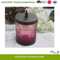 Printed Pink Glass Jar Candle with Ribbon for Valentine Festival