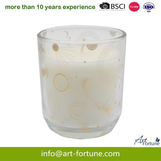 New Design Glass Scented Candle with Paper Decal for Home Decor