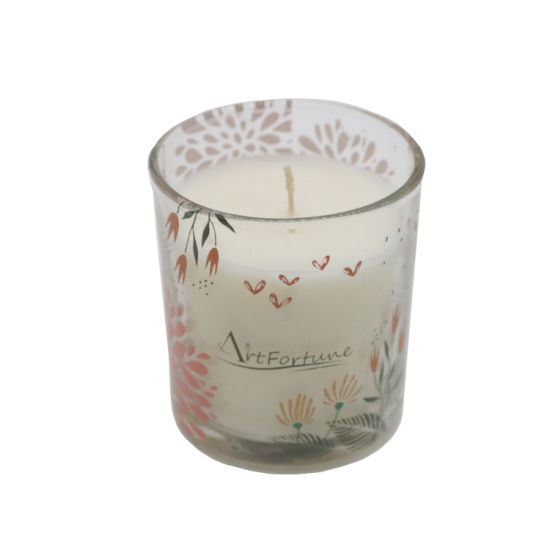 Scent Glass Candle with Decal Paper for Home Decor