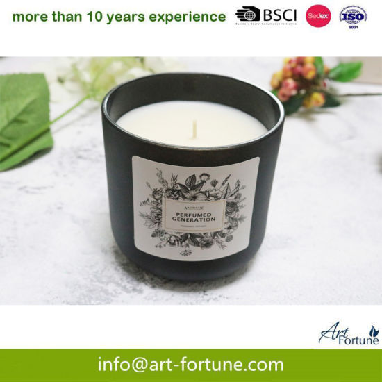 Scented Glass Candle with Outer Black Sprayed and Fabric Label