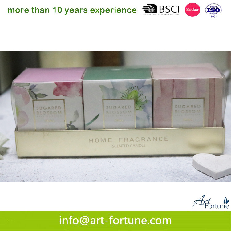 Set of 3 Scent Soy Wax Glass Jar Candle in Gift Box for Home Decor