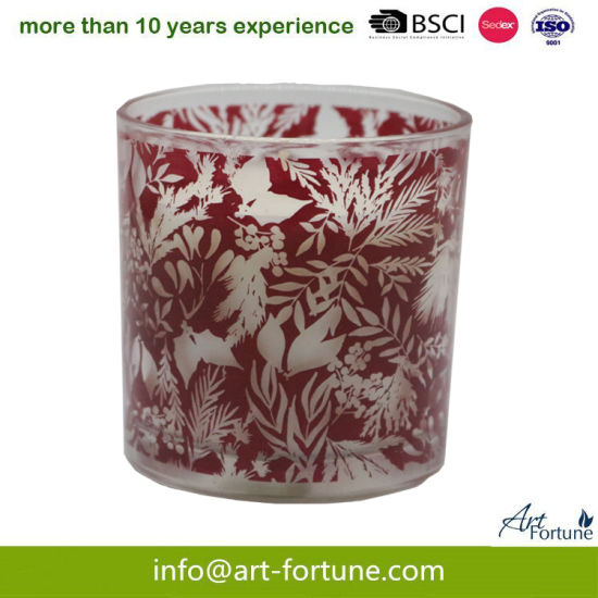 Glass Scented Candle with Red Paper Decal for Home Decor